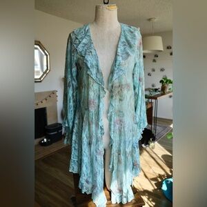 gorgeous lace blue ruffled cardigan